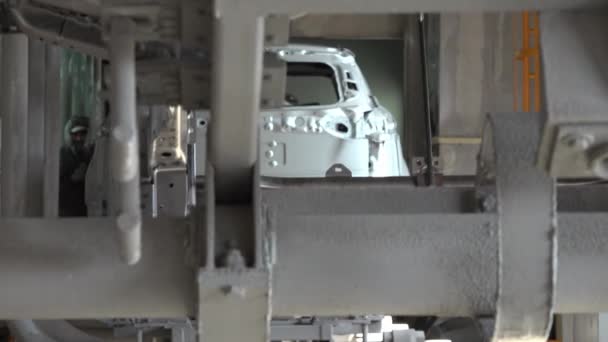 Carrosseries Sur Ligne Production Squelette Voiture Déplace Long Convoyeur Usine — Video