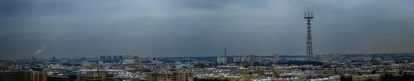 Panoramiczny Pejzaż Mińska Centrum Miasta Zmierzchu Dramatycznym Tle Nieba — Zdjęcie stockowe