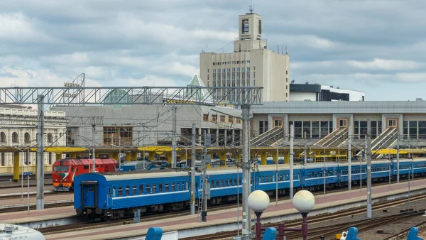 Centraal Station Minsk Met Treinen Wit Rusland Logistiek Concept — Stockfoto