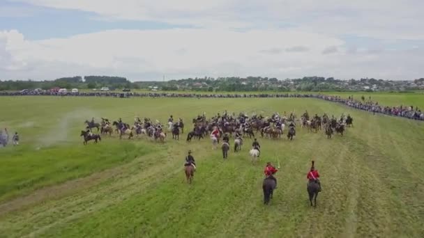 Ogólny Widok Lotu Ptaka Rekonstrukcję Bitwy Pod 1812 Roku Rosyjska — Wideo stockowe