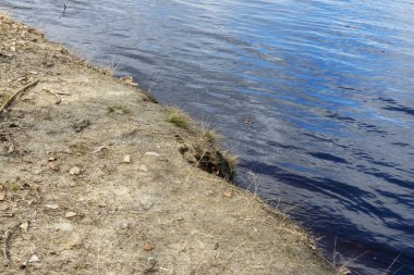 Baharın başında nehir sahilinde. Boş dolgu seti.
