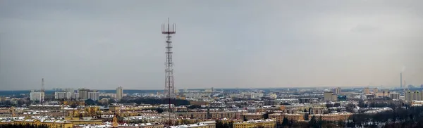 Панорама Телевежі Міста Мінська Низький Кут Зору Комунікацію Проти Ясного — стокове фото