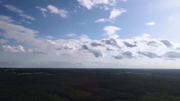 Zeitraffer Flauschig Weiße Wolken Über Dem Wald Landschaft Auf Dem — Stockvideo