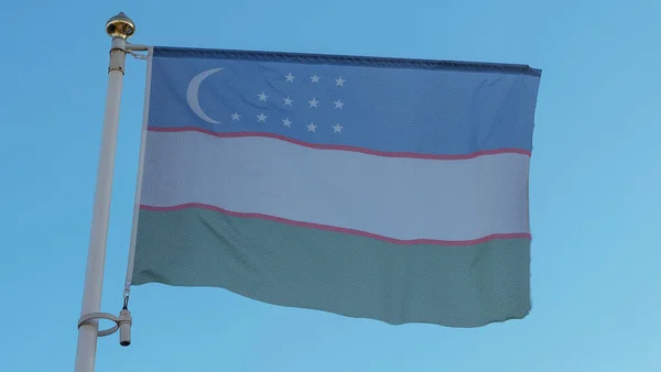 우즈베키스탄의 국기가 플레어와 외교적 원문을 — 스톡 사진