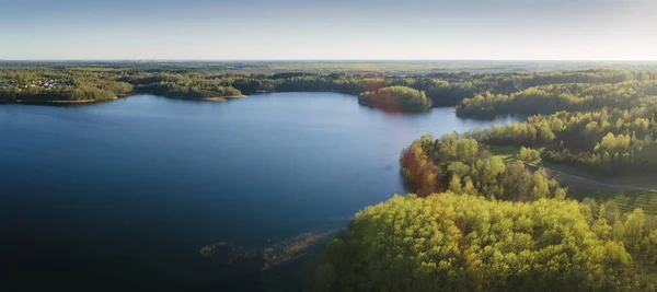 Letecká Fotografie Zelených Stromových Babizen Které Rostou Břehu Jezera Přírodní — Stock fotografie