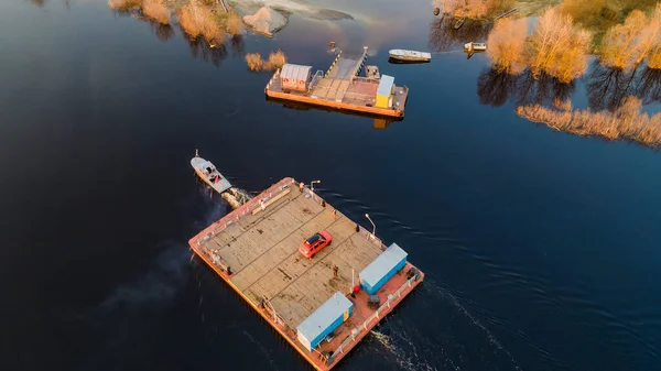 Vista Aérea Del Lago Río Con Onda Patrón Superficie Agua — Foto de Stock