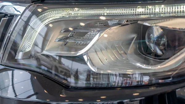 Close Element Reflector New Car Headlight Headlight Car Background Soft — Stock Photo, Image