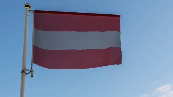 Государственный Флаг Австрии Флагштоке Перед Голубым Небом Солнечными Лучами Бликами — стоковое фото