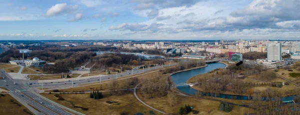 Top View Small Town Aerial Shot Small Old Town River — Stock Photo, Image