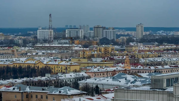 Minsk Teki Iletişim Kulesi Şehrin Panoramik Görüntüsü Açık Gökyüzüne Karşı — Stok fotoğraf