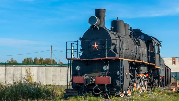 Locomotiva Vapor Retro Soviética Ferrovias Veteranas Vintage Trem Locomotiva Vapor — Fotografia de Stock