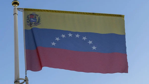 Drapeau National Venezuela Sur Mât Drapeau Devant Ciel Bleu Avec — Photo