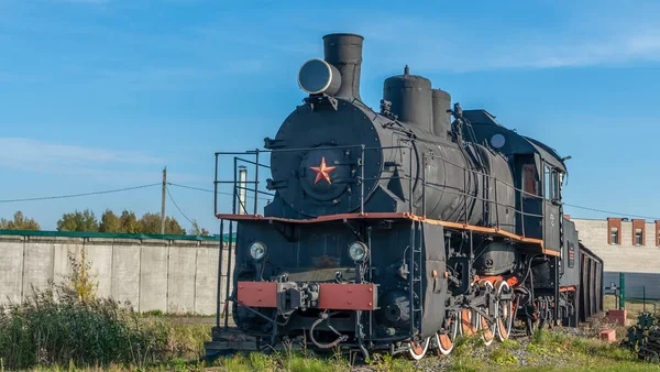 Ρετρό Σοβιετική Ατμομηχανή Κτηνιατρικοί Σιδηρόδρομοι Vintage Μαύρο Ατμομηχανή Τρένο Βιασύνη — Φωτογραφία Αρχείου