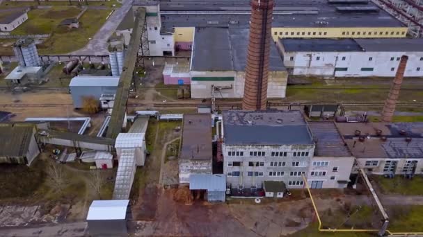 Letecký Pohled Průmyslovou Zónu Tepelnou Elektrárnu Průmyslová Zóna Městě Věž — Stock video