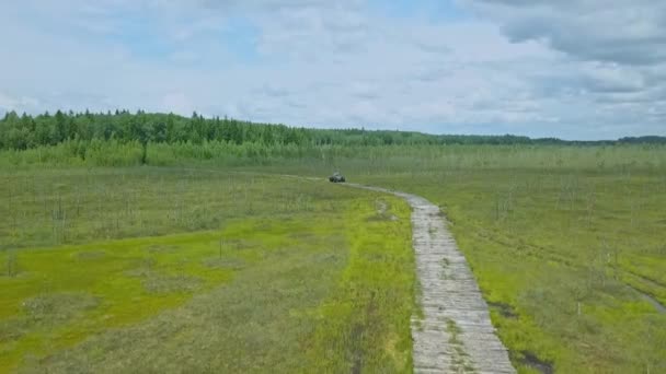 Спеціальний Позашляховик Колесами Низького Тиску Шинами Важкодоступних Ділянок Екстремальна Повністю — стокове відео