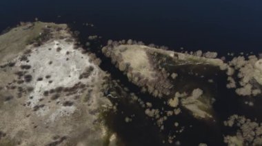 Dalgalanan sular altında kalan ağaçlar. Sudaki ağaçlar. Beyaz Rusya 'nın Turov kenti yakınlarındaki Pripyat Nehri' nin taşmasıyla manzara.