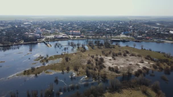 Überflutete Bäume Während Eines Hochwassers Bäume Wasser Landschaft Mit Frühjahrsüberflutung — Stockvideo