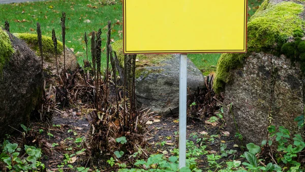 Leeg Uithangbord Gras Met Ruimte Voor Bijschrift Bericht Bord Met — Stockfoto