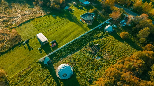 Sferisch Huis Het Dorp Ronde Huis Geometrisch Ontwerp Voor Zomervakantie — Stockfoto