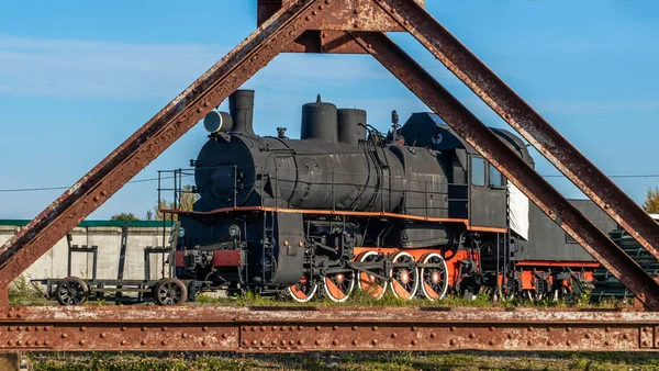 Locomotiva Vapor Retro Soviética Ferrovias Veteranas Vintage Trem Locomotiva Vapor — Fotografia de Stock