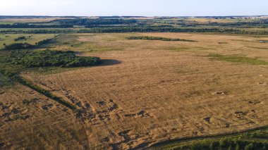 Yeşil ormanın ortasındaki köy, huzur ve sessizlik. Hasat kaldırıldı..