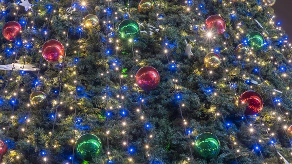 Vista Ravvicinata Dell Albero Natale Decorato Bellissimo Albero Natale Decorato — Foto Stock