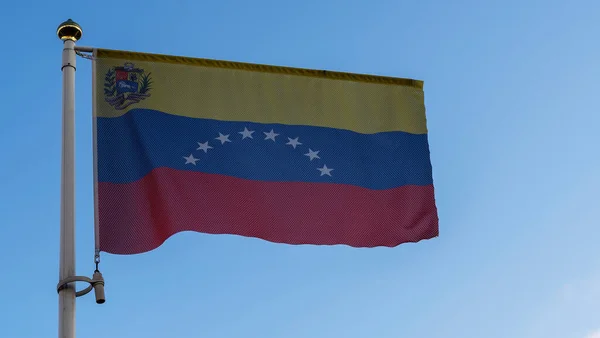 Drapeau National Venezuela Sur Mât Drapeau Devant Ciel Bleu Avec — Photo