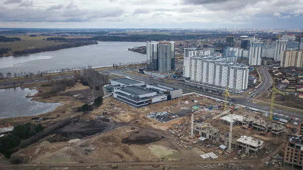 Residential Neighborhoods New Building Construction Lebyazhy Microdistrict Minsk — Stockfoto
