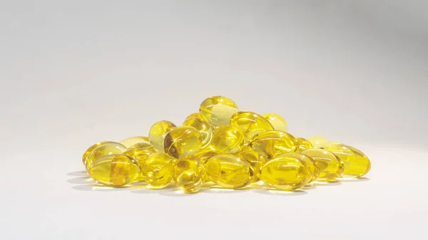 Fish Oil Pills Lying White Background — 스톡 사진