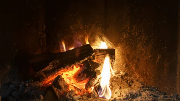 Burning Logs Cozy Fireplace Fire Background — Φωτογραφία Αρχείου