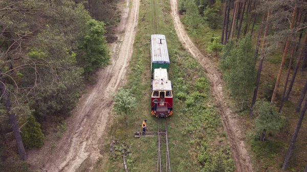 Top View Narrow Gauge Railway Locomotive Extraction Transportations Peat — 스톡 사진