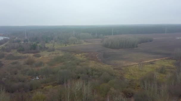 Vista Superior Los Campos Agrícolas Otoño Niebla Niebla Niebla Que — Vídeos de Stock