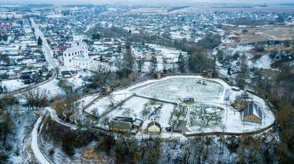 Aerial View Medieval Castle Mound Belarusian City Mstislavl Travel Concept — Stock Photo, Image