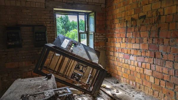 Oficina Abandonada Zona Reassentamento Polessky Reserva Radioecológica Aldeia Babichi Conceito — Fotografia de Stock