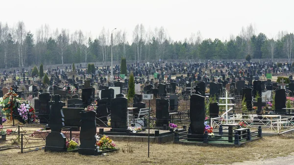 Могили Громадському Кладовищі Концепція Коронавірусу Кладовище — стокове фото
