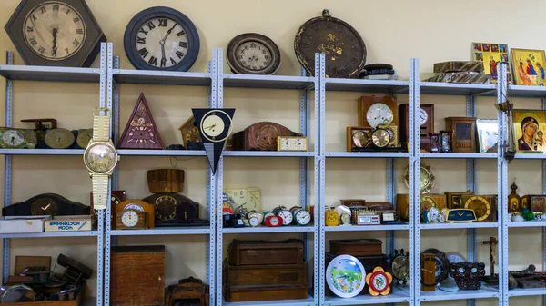 Collezione Orologi Vintage Vecchio Stellazh Sfondo Oggetti — Foto Stock
