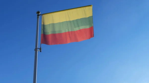 Bandiera Nazionale Della Lituania Pennone Davanti Cielo Blu Con Raggi — Foto Stock