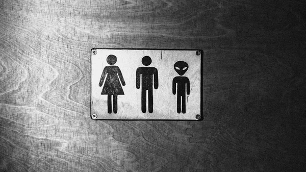 黒と白の写真をノイズで トイレの男女中立サイン 包括的な概念 テキストのスペース — ストック写真