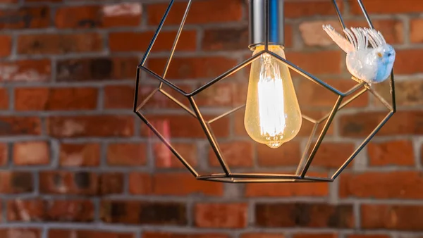 Effiziente Glühbirnen Verschwenden Strom Auf Rotem Backsteinhintergrund Dekorative Antike Edison — Stockfoto