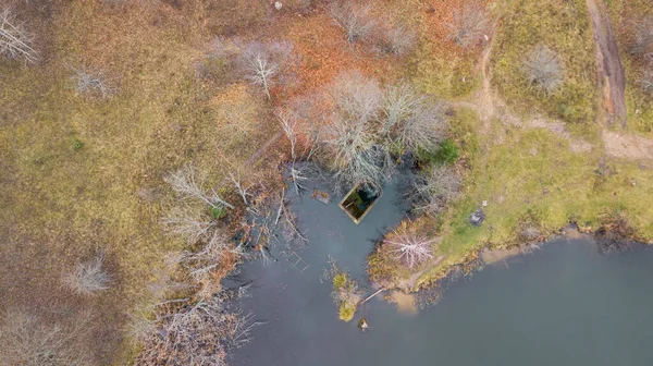 Vista Aérea Extraño Agujero Lago Fondo Naturaleza — Foto de Stock