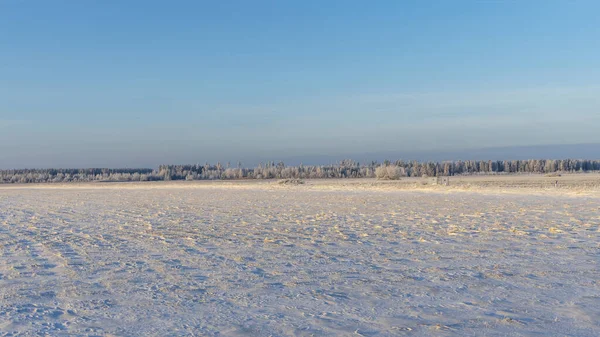 Zimowy Krajobraz Rolniczy Pod Śniegiem Drzewami Tle Zimowy Krajobraz Śnieżnym — Zdjęcie stockowe