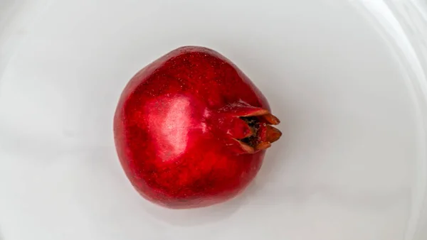 Whole Pomegranate White Background Space Text Fresh Raw Fruit Isolated — Stock Photo, Image