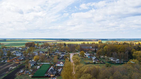 Вид Воздуха Сельский Пейзаж Маленькая Деревня Природный Фон Природа — стоковое фото