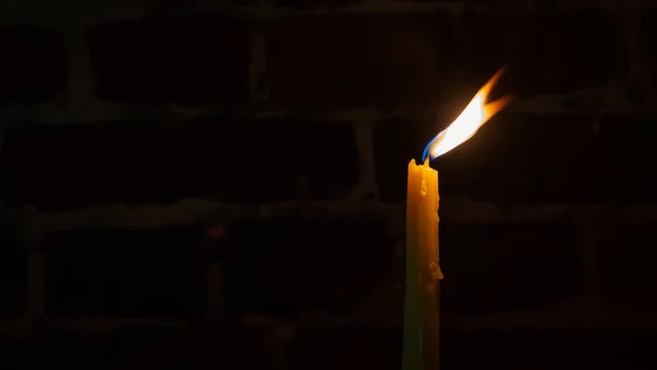 Φλόγα Κεριού Σκούρο Φόντο Λιωμένο Κερί Κερί Ελαφρύ Σχεδιασμό Συνόρων — Φωτογραφία Αρχείου