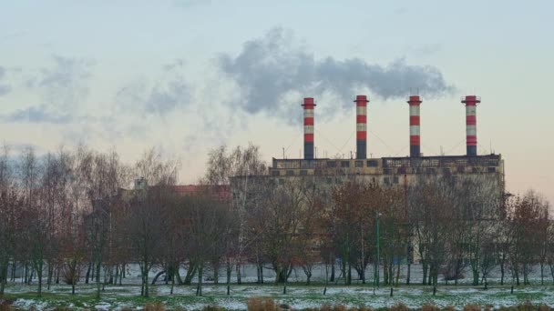 Usine Milieu Une Ville Causant Pollution Atmosphérique Près Eau Centrales — Video