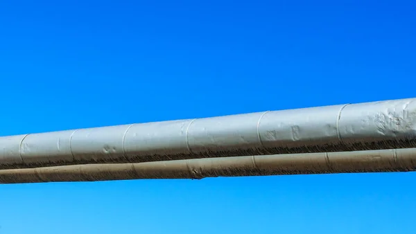Gasoduto Industrial Com Gás Óleo Fundo Clássico Céu Azul Conceito — Fotografia de Stock