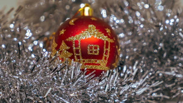 Buon Natale Felice Anno Nuovo Giocattolo Rosso Dell Albero Natale — Foto Stock