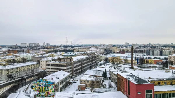 Vacker Utsikt Över Stadsbilden Med Torn Pariserhjul Fabrik Och Byggnader — Stockfoto