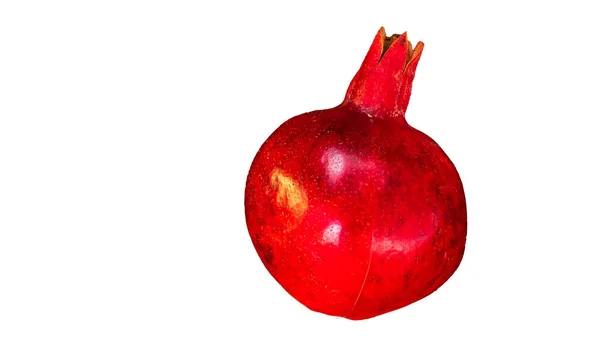 Whole Pomegranate White Background Space Text Fresh Raw Fruit Isolated — Stock Photo, Image