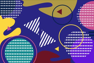 Koyu mavi arkaplanda ilginç bir çizgi ve renk karışımı ile geometrik şekil.